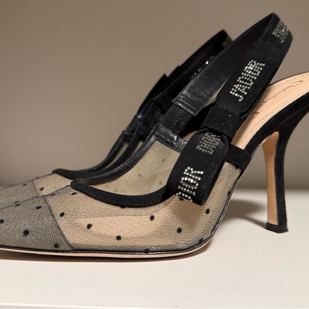 Dior Black Mesh Slingback Heels - Picture 12 of 16